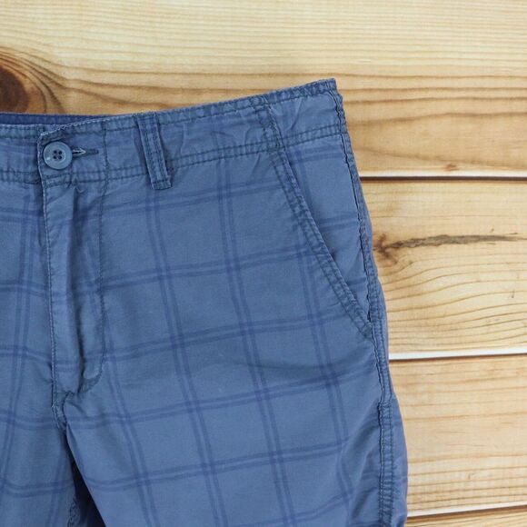 Old Navy Casual Shorts Mens Size 33 Blue Plaid Cotton Blend Pockets Belt Loops - Picture 5 of 5